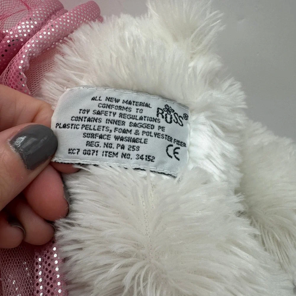 Russ Berrie Skye Plush Dog Kids Small White Pink Ballerina Tutu Stuffed Animal